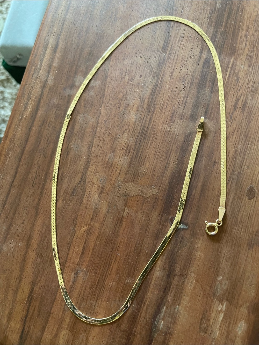 Classic 14k Solid Gold Herringbone Chain Necklace - Women Jewelry